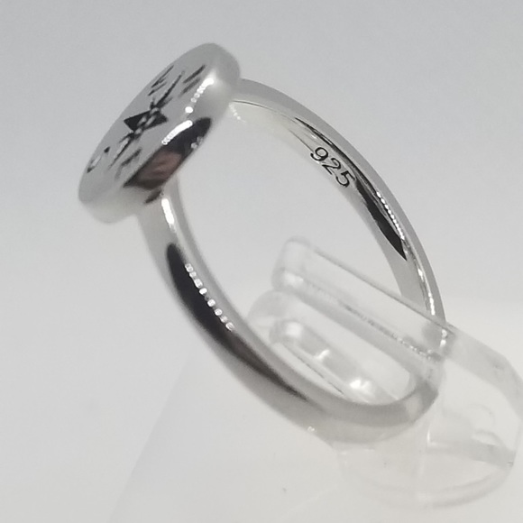 925 Sterling Silver Wanderlust Round Compass Ring - Picture 5 of 7